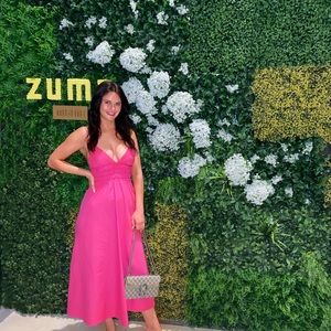 Hot pink Zara midi dress